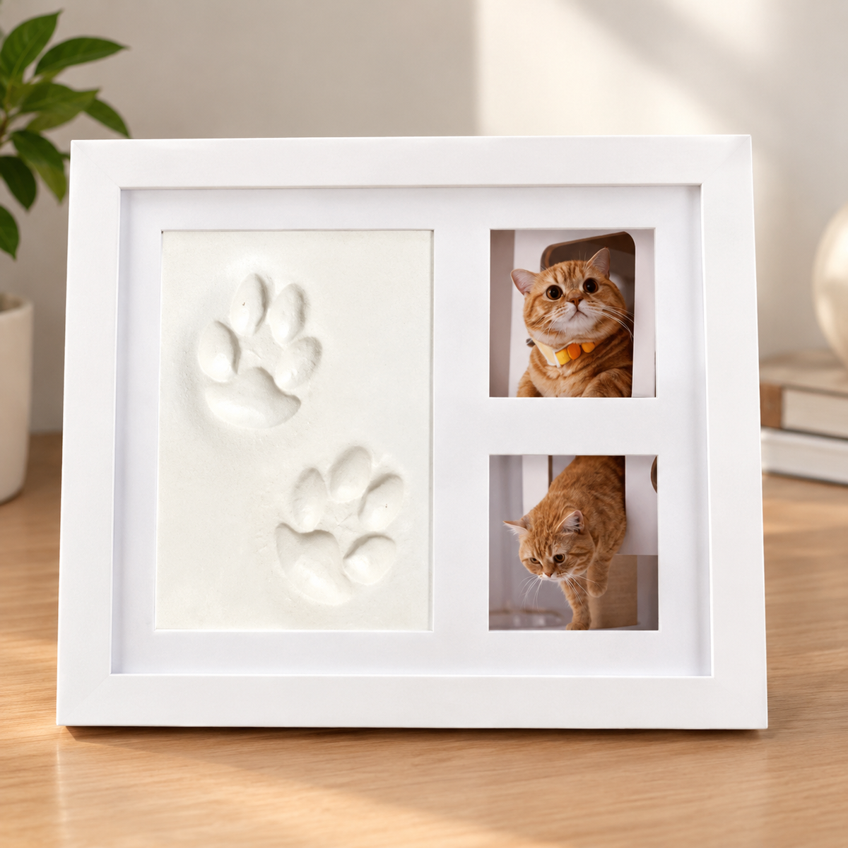 Empreinte Éternelle – Kit souvenir empreinte de patte en argile et cadre photo pour chien ou chat