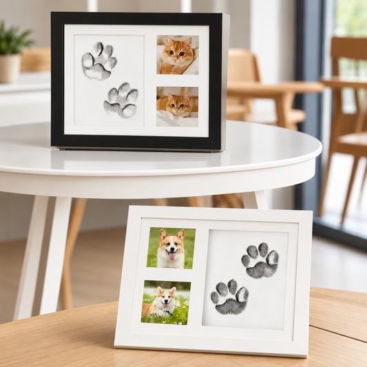 Empreinte Éternelle – Kit souvenir empreinte de patte en argile et cadre photo pour chien ou chat