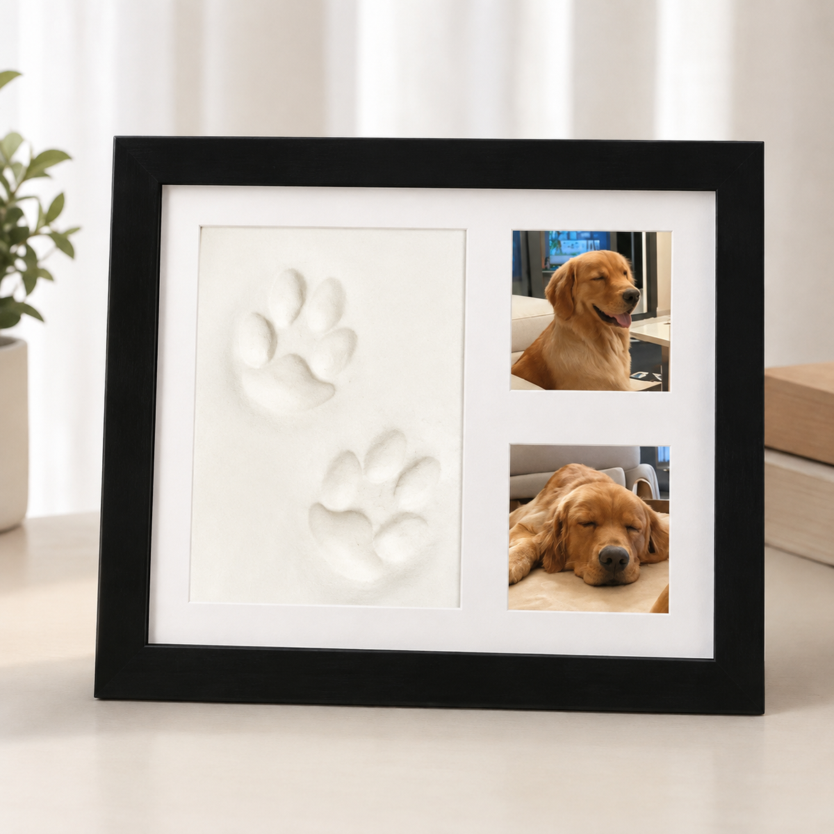 Empreinte Éternelle – Kit souvenir empreinte de patte en argile et cadre photo pour chien ou chat
