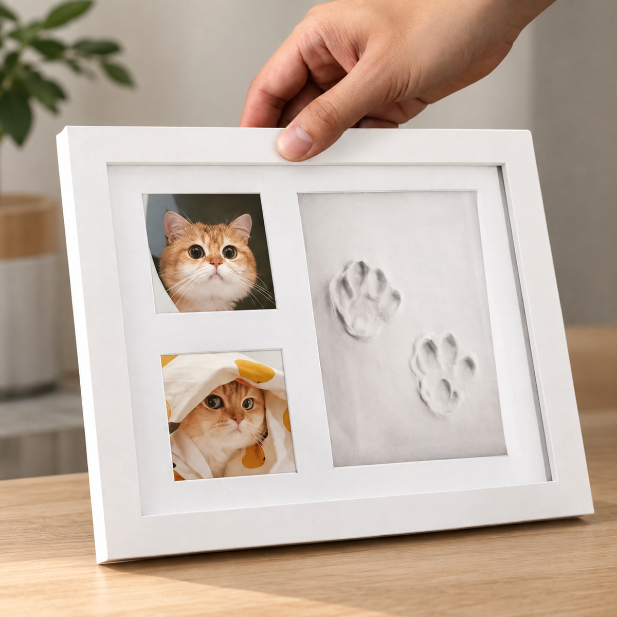 Empreinte Éternelle – Kit souvenir empreinte de patte en argile et cadre photo pour chien ou chat